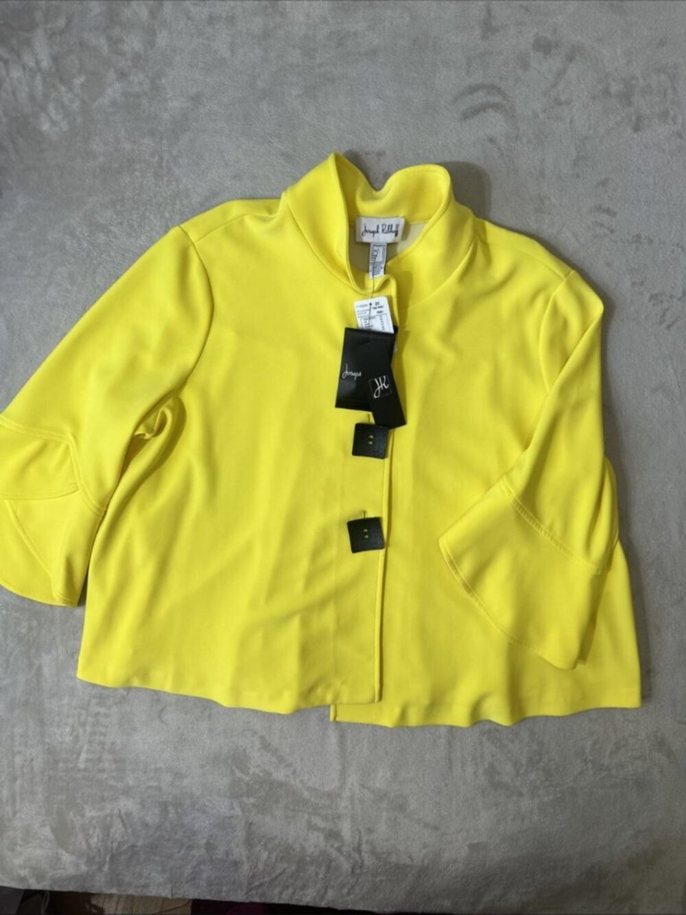 Joseph Ribkoff sunshine yellow open front jacket bell sleeve womens size 20 NWT
